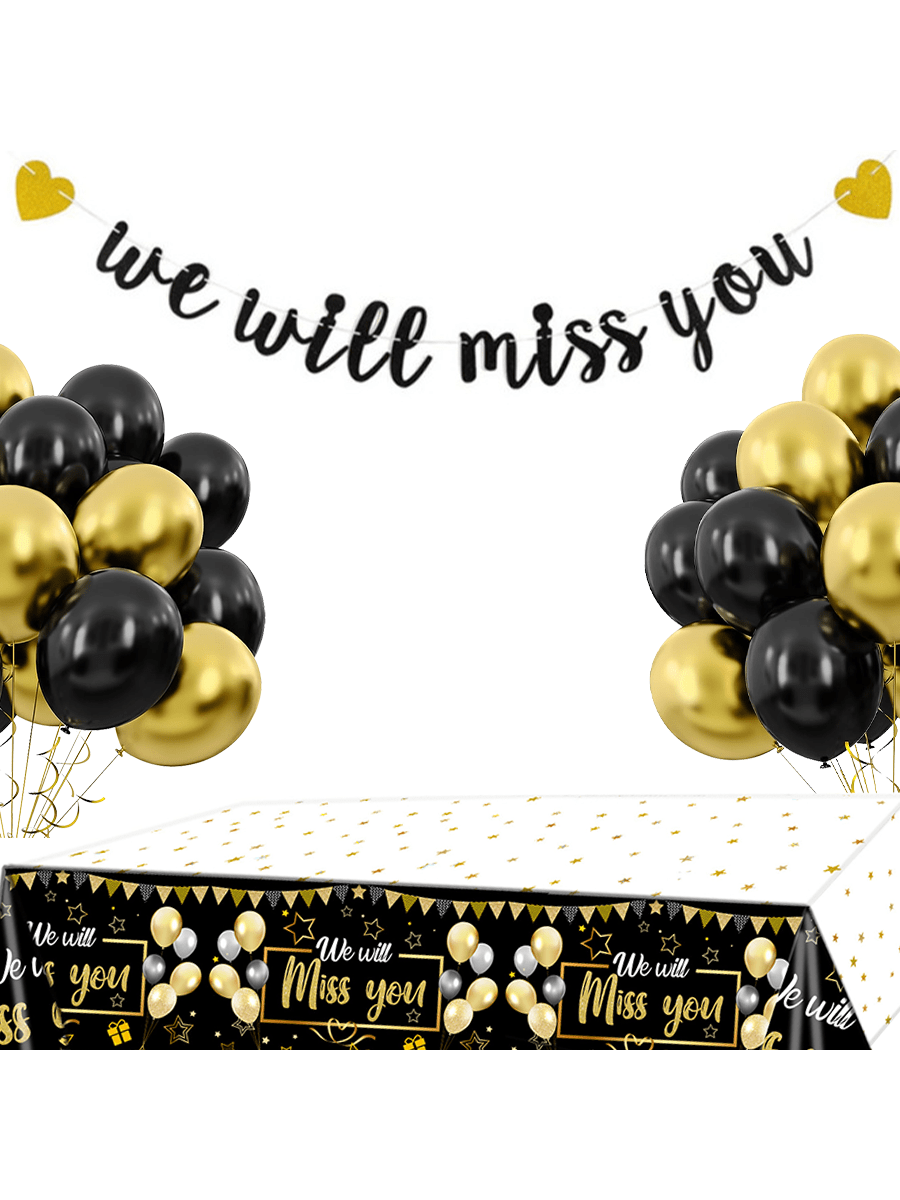 Party Banner Gold - We Will Miss You Banner, Black