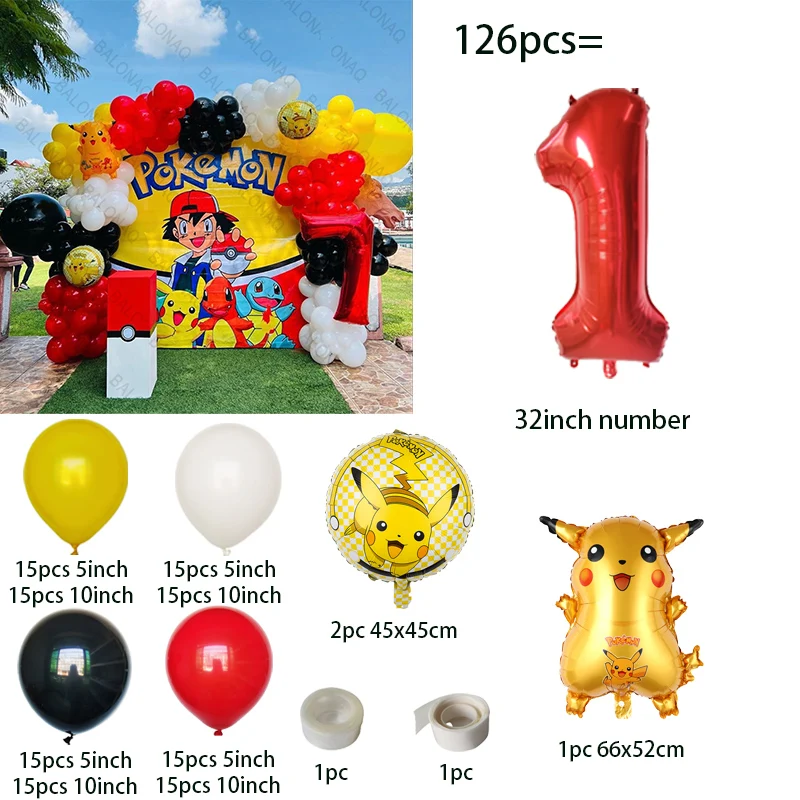 126pcs Cartoon Pikachu Theme B - đánh giá và giá Balloon Arch Kit