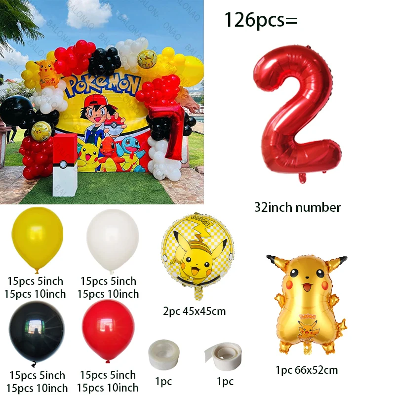 126pcs Cartoon Pikachu Theme B - đánh giá và giá Balloon Arch Kit