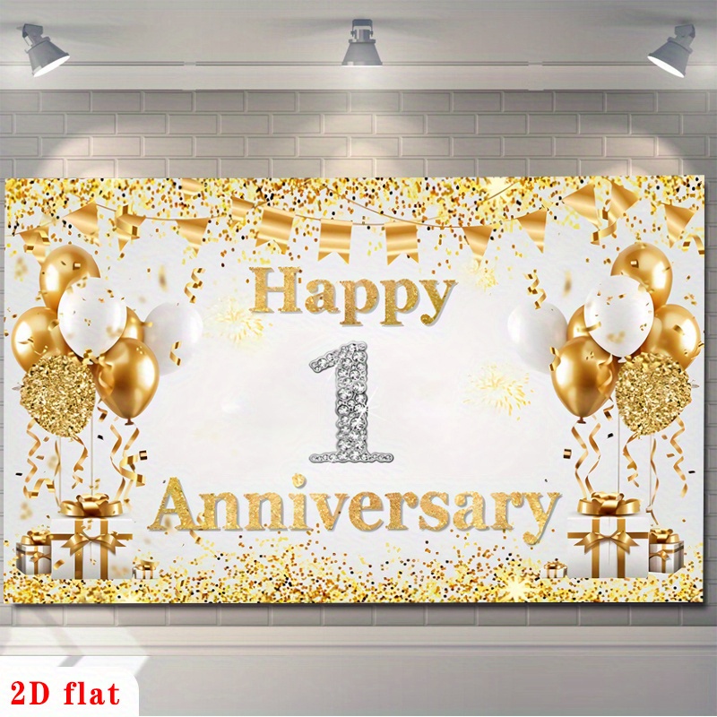 2D Flat Gold White Happy 1st A - đánh giá và giá Party Banner Gold