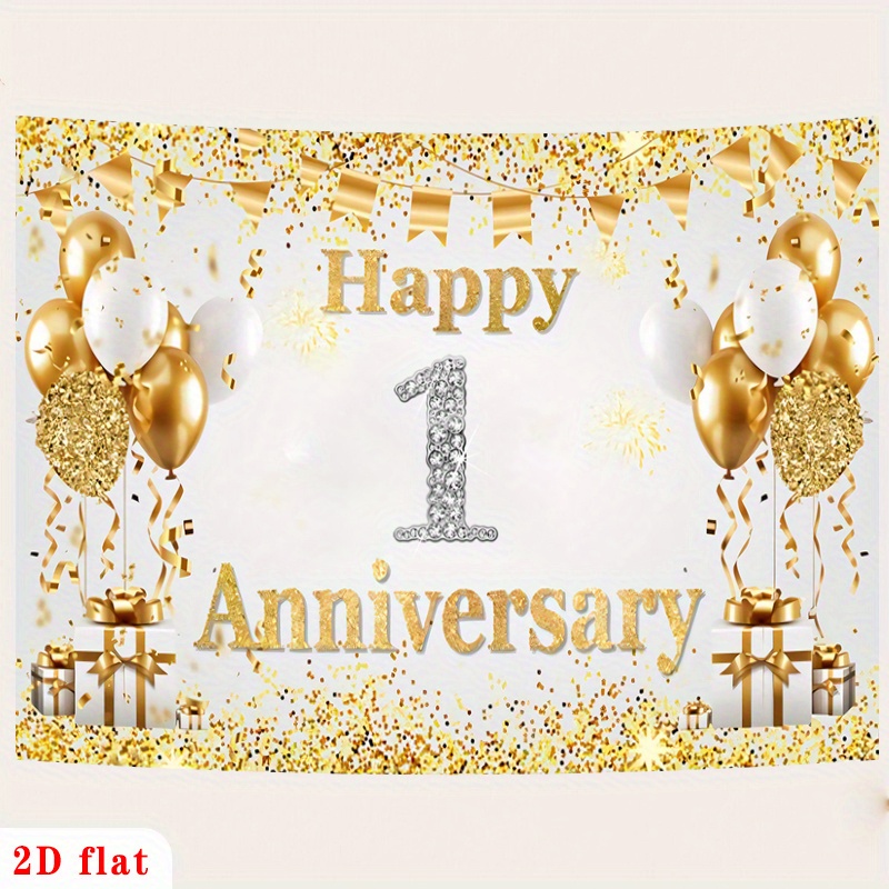 2D Flat Gold White Happy 1st A - đánh giá và giá Party Banner Gold