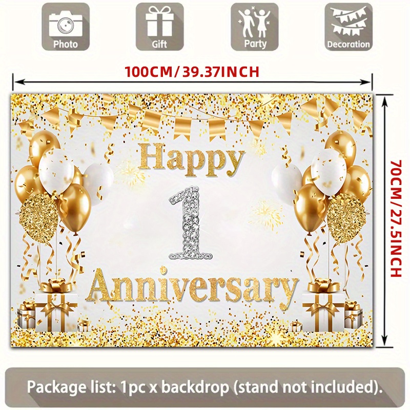 2D Flat Gold White Happy 1st A - đánh giá và giá Party Banner Gold