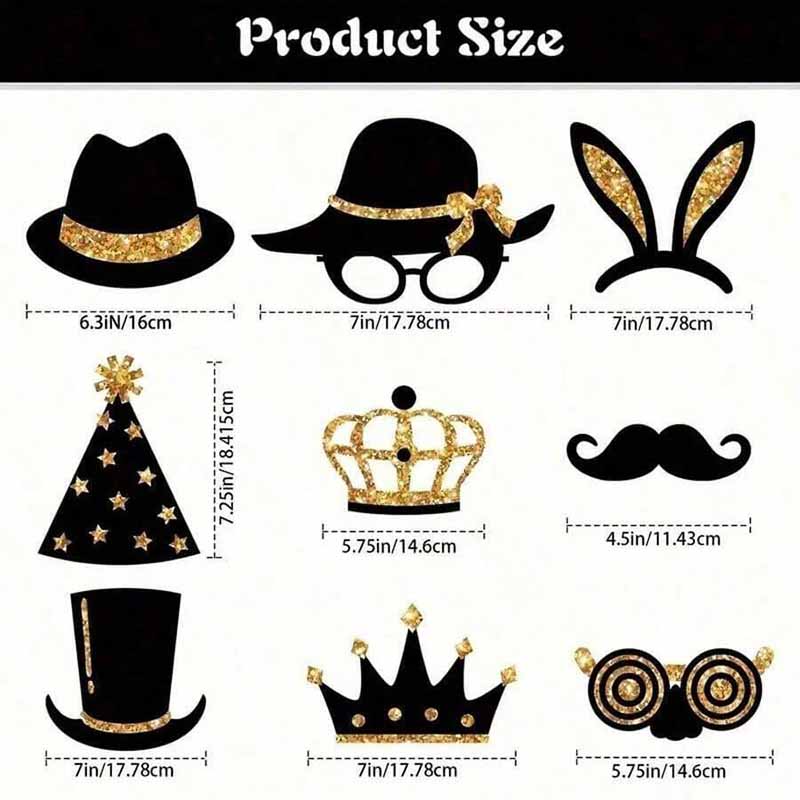 23Pcs Black Golden Paper Party - đánh giá và giá Photo Booth Frame