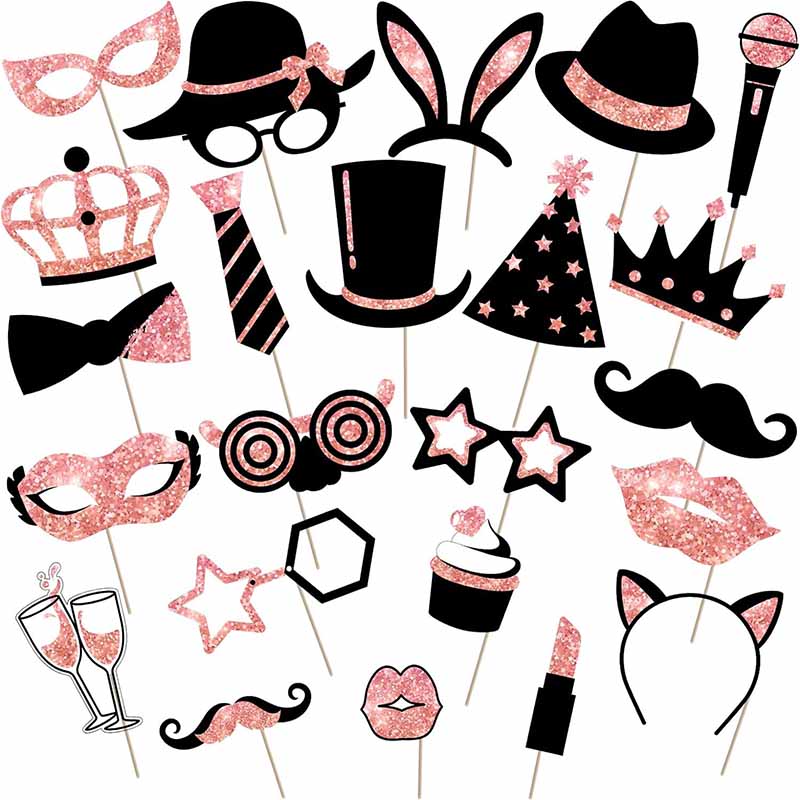 23Pcs Black Golden Paper Party - đánh giá và giá Photo Booth Frame