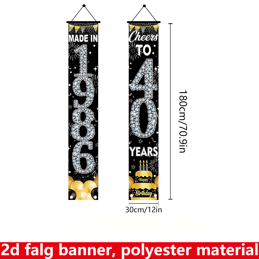 2Pcs 2D Flat 40th Birthday Ban - đánh giá và giá Party Banner Gold