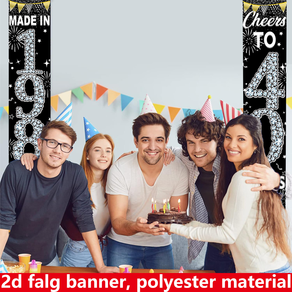 2Pcs 2D Flat 40th Birthday Ban - đánh giá và giá Party Banner Gold