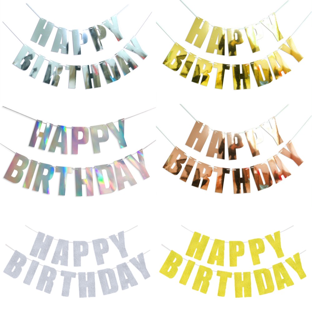Happy Birthday Banner Gold Sil - đánh giá và giá Party Banner Gold