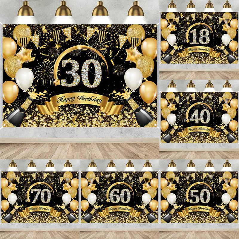 Happy 30th 40th 50th Birthday  - đánh giá và giá Party Banner Gold