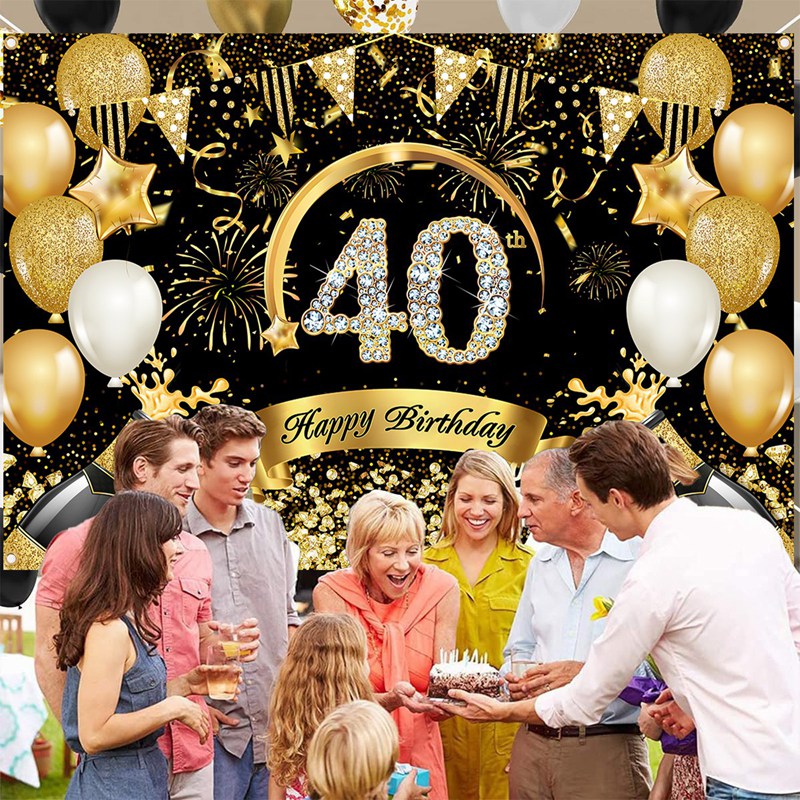 Happy 30th 40th 50th Birthday  - đánh giá và giá Party Banner Gold