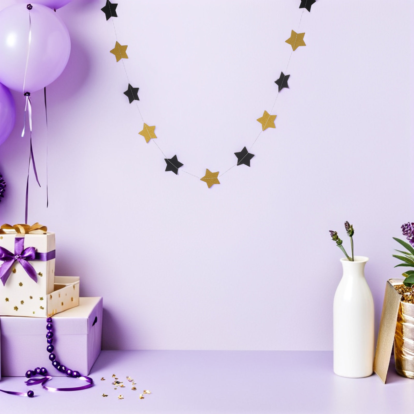 2Pcs Gold Star Garland Banner  - đánh giá và giá Party Banner Gold